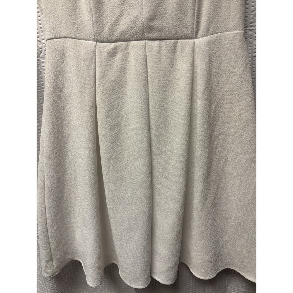 She + Sky Women's White Textured Size Large A Line Mini Dress Pleated Sleeveless - Picture 2 of 14